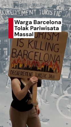 Video: Demo Tolak Pariwisata Massal, Warga Barcelona Tembakkan Pistol Air