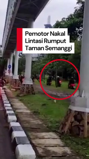 Video: Dilintasi Pemotor Nakal saat Macet, Rumput Taman Semanggi Rusak  