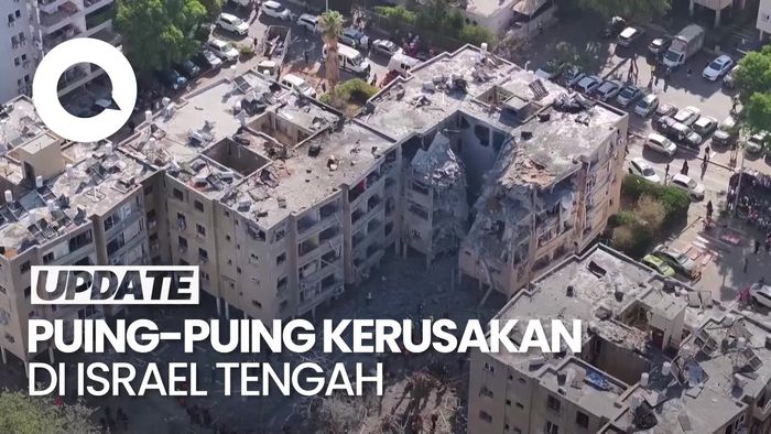 Video Rekaman Udara Kerusakan Bangunan di Israel Tengah