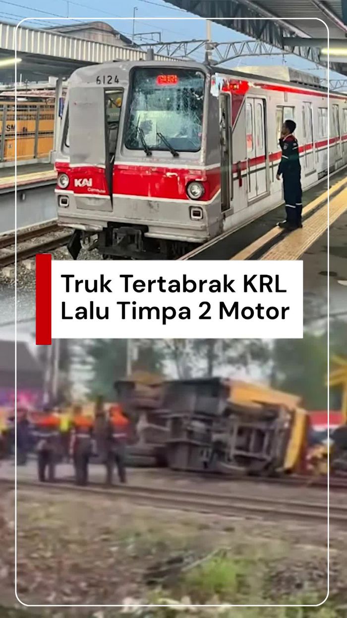 Video: Truk Tertabrak KRL Lalu Timpa Dua Motor di Tangerang