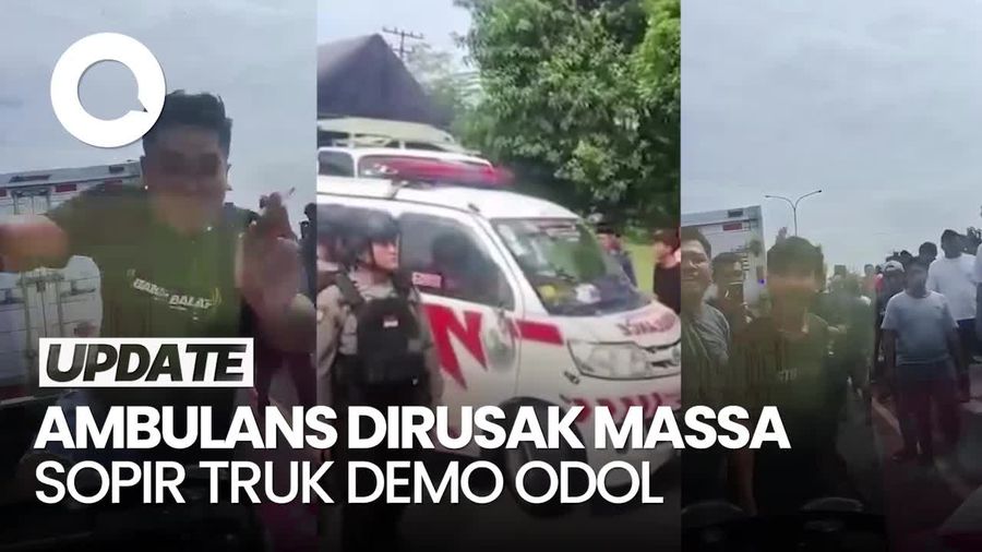 Video: Detik-detik Ambulans Dirusak Massa Sopir Truk Demo ODOL di Karanganyar