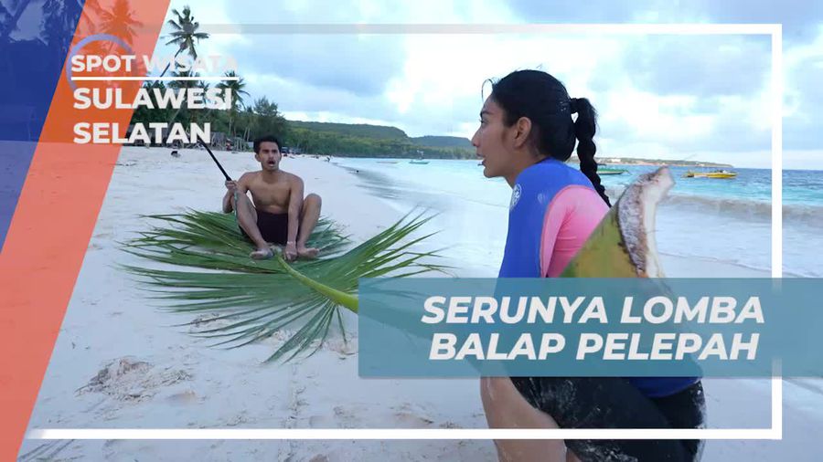 Menikmati Keceriaan Balap Pelepah Pohon Kelapa Bersama Warga di Pantai Bara, Sulawesi Selatan  