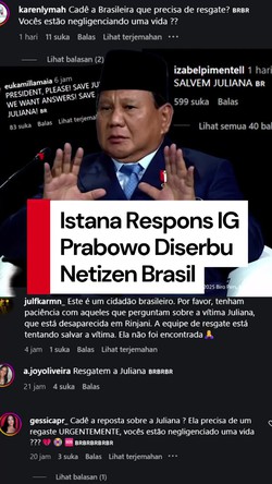 Video IG Prabowo Diserbu Usai Turis Brasil Jatuh di Rinjani, Ini Kata Istana