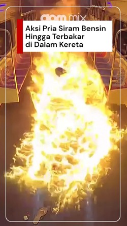 Video: Heboh Pria Siram Bensin dan Nyalakan Api dalam Kereta di Korsel