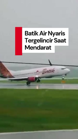Video Detik-detik Batik Air Nyaris Tergelincir Saat Mendarat di Soetta