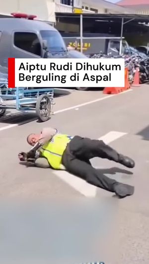 Video: Momen Aiptu Rudi Dihukum Berguling di Aspal Usai Viral Palak Pemotor