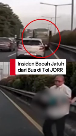Video Viral Bocah Jatuh dari Atas Bus di Tol JORR