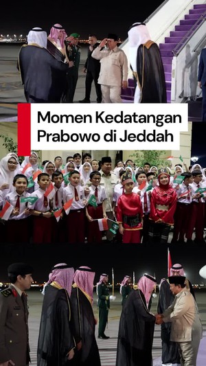 Video: Tiba di Jeddah, Prabowo Disambut Anak SD-Diaspora