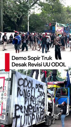 Video: Demo Sopir Truk di Jalan Medan Merdeka Selatan, Desak Revisi UU ODOL