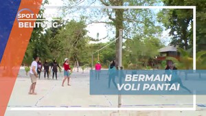 Bermain Voli Pantai Bersama Warga dan Atlet Belitung di Pantai Pasir  
