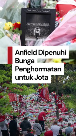Video: Banjir Bunga di Stadion Anfield Jelang Pemakaman Diogo Jota