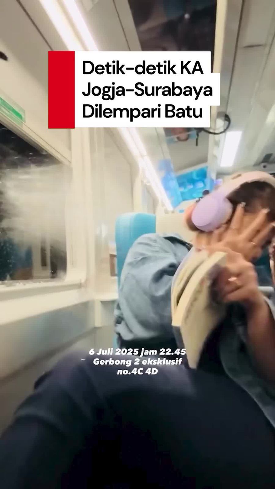Video: Detik-detik KA Sancaka Dilempar Batu, Penumpang Kena Serpihan Kaca