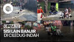 Video Banjir di Ciledug Indah: Bocil Berenang, Abang Ojol Tetap Antar Paket