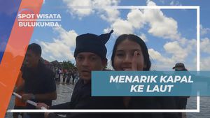 Menarik Kapal Pinisi ke Laut di Bulukumba dengan Semangat dan Kekompakan Bersama Selebriti  