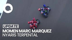 Video Momen Marc Marquez Nyaris Terpental Usai Salip Quartararo