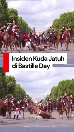 Video: Di Depan Prabowo, Kuda Parade Militer Bastille Day Jatuh 