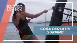 Mencoba Berlatih Surfing di Pantai Gili Nanggu Lombok  