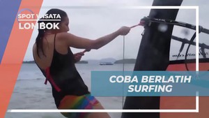 Mencoba Berlatih Surfing di Pantai Gili Nanggu Lombok  