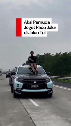 Video: Viral Pemuda Joget Pacu Jalur di Atas Mobil di Jalan Tol Lampung