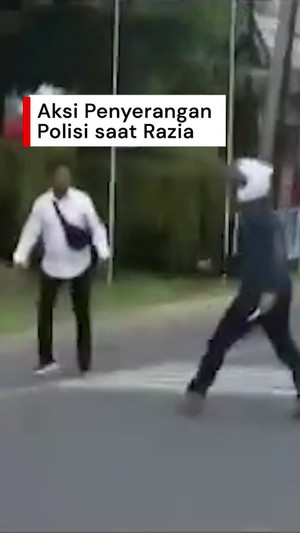 Video: Tegang! Pria Terjaring Razia Serang Polisi Pakai Sajam di Bengkulu
