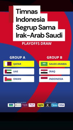 Video: Indonesia Segrup Sama Irak-Arab Saudi di Babak 4 Kualifikasi Pildun