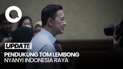 Video Pendukung Tom Lembong Nyanyi Indonesia Raya Jelang Sidang Vonis