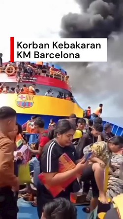 Video: Kebakaran KM Barcelona di Sulut, 1 Penumpang Dikabarkan Tewas