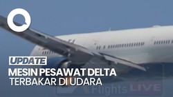 Video: Ngeri! Mesin Pesawat Delta Airlines Tujuan Atlanta Terbakar di Udara