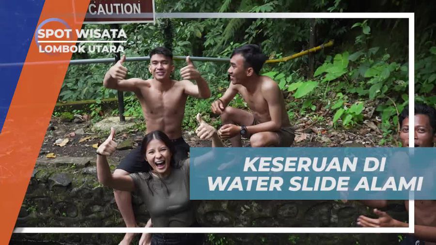 Menikmati Keseruan dan Sensasi Meluncur di Water Slide Alam Sendang Gile, Lombok Utara  