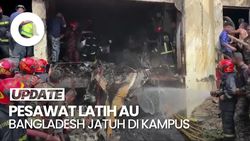 Video Pesawat Latih AU Bangladesh Jatuh di Kampus, 19 Orang Tewas