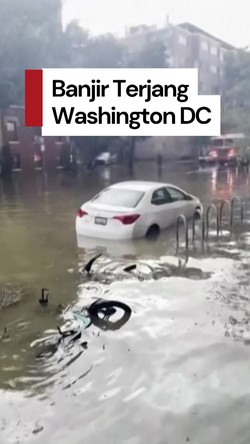 Video: Banjir Terjang Washington DC, Mobil-mobil Terjebak