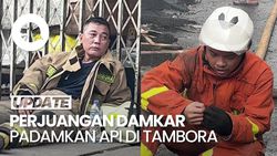 Video: Wajah Lelah Petugas Damkar Usai Padamkan Kebakaran Tambora