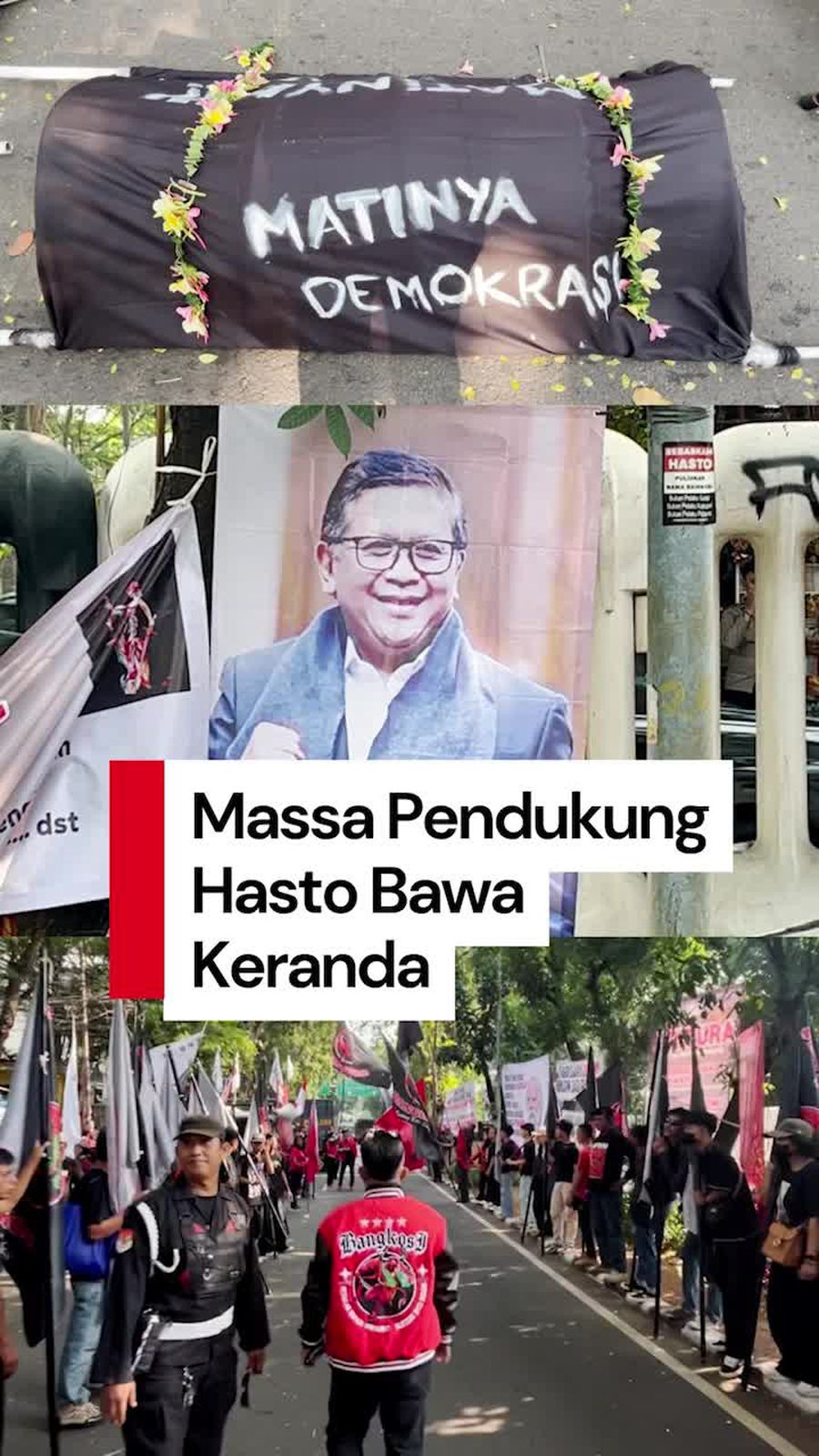 Video: Hasto Akan Hadapi Vonis, Massa Pendukung Bawa Keranda Mayat
