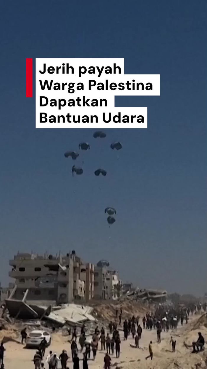 Video: Jerit Payah Warga Palestina Dapatkan Bantuan Udara di Jalur Gaza