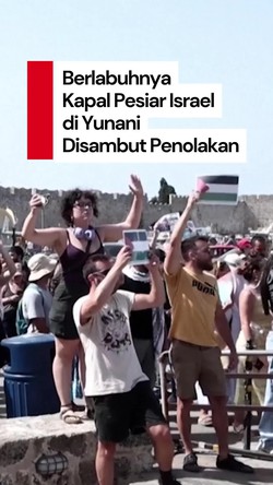 Video Kapal Pesiar Israel Berlabuh di Yunani, Warga Pro-Palestina Protes