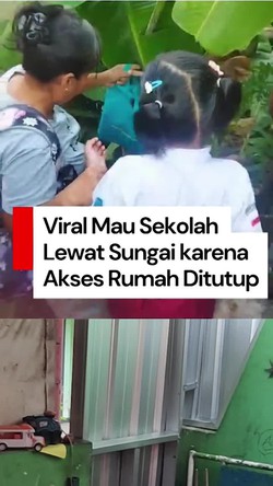 Video Viral Siswi Semarang Sekolah Lewat Sungai gegara Akses Rumah Ditutup