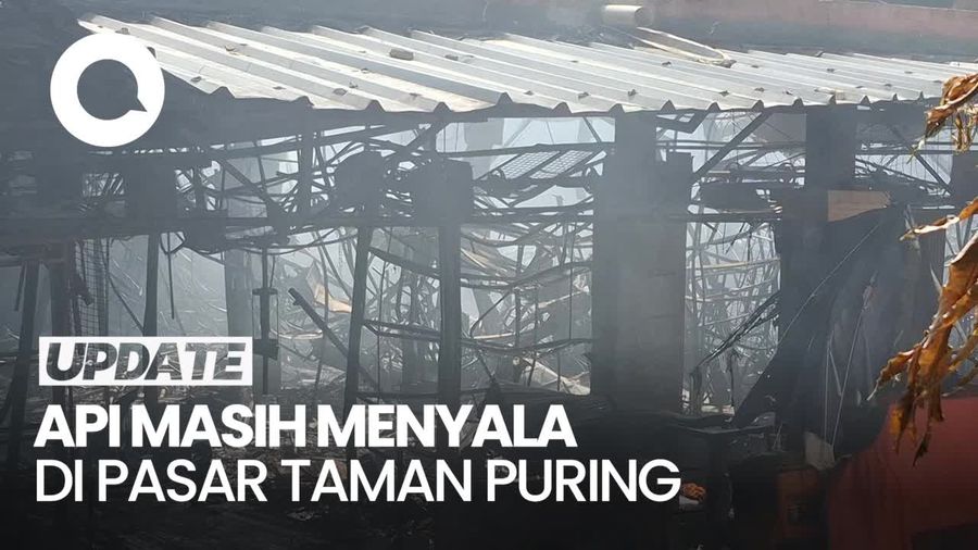 Video: Api Masih Terlihat di Lokasi Kebakaran Pasar Taman Puring