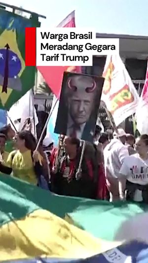 Video: Warga Brasil Demo dan Bakar Patung Trump Buntut Tarif 50%