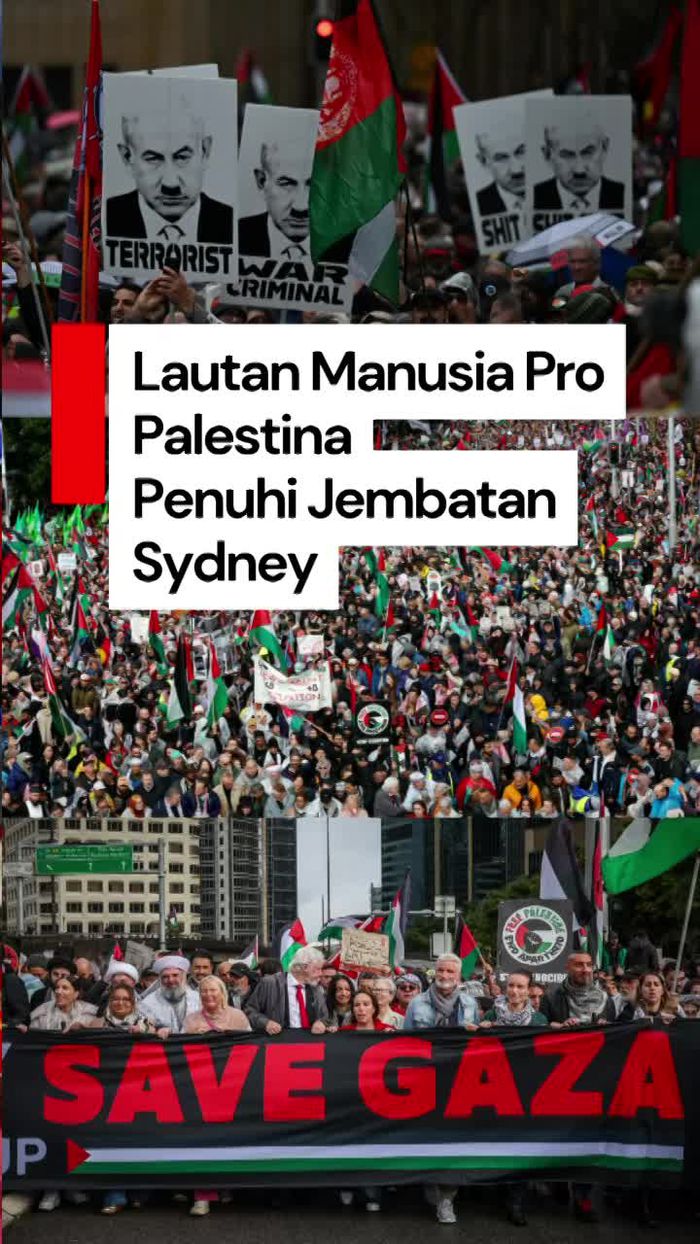 Video Lautan Manusia Unjuk Rasa di Sydney Harbour Bridge: Free Palestina!