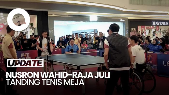 Video: Momen Nusron Wahid-Raja Juli Tanding Tenis Meja Bareng Atlet Difabel