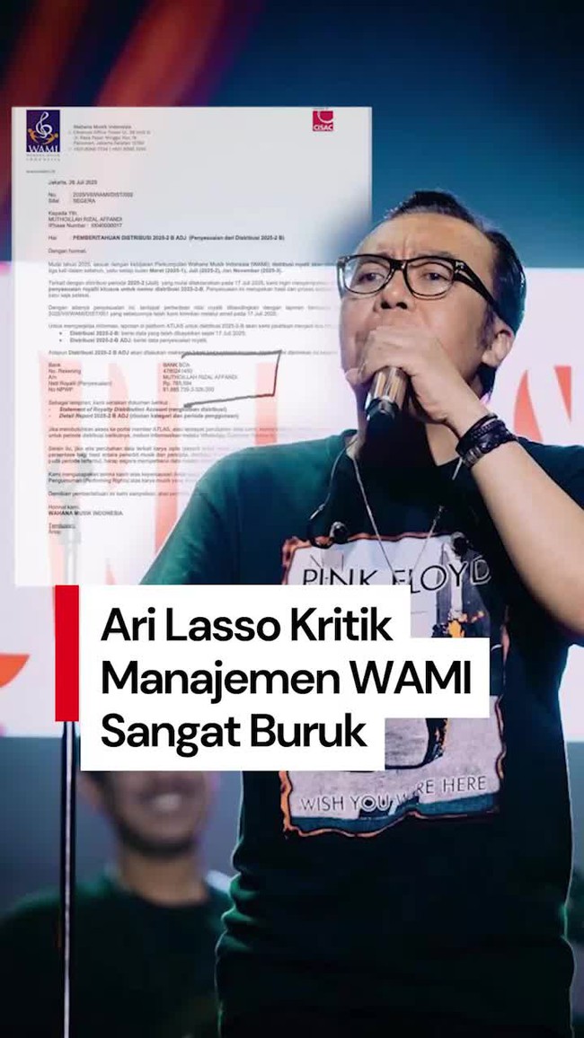 Video Protes Ari Lasso ke WAMI soal Dugaan Salah Transfer Royalti
