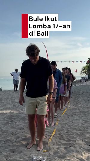 Video Keseruan HUT ke-80 RI di Kuta: Bule Ikut Lomba Balap Kelereng