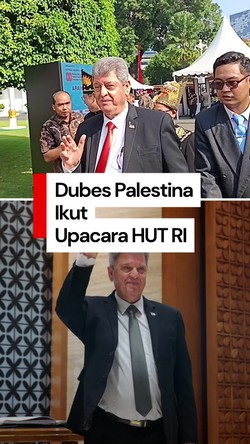 Video Dubes Palestina Hadiri Upacara HUT RI di Istana, Beri Pesan Ini