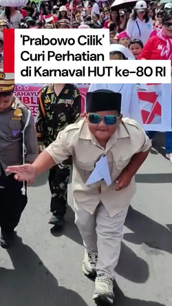 Video Viral Aksi Bocah Cosplay Jadi Prabowo Cilik di Karnaval HUT RI