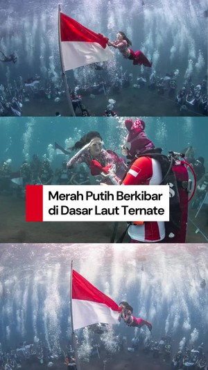 Video: Momen Gubernur Malut Kibarkan Bendera Merah Putih di Bawah Laut