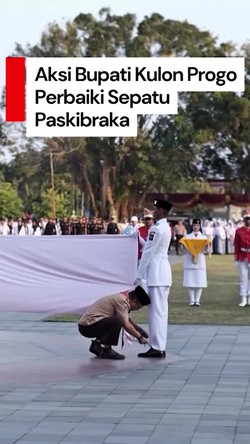 Video: Viral Momen Wakil Bupati Kulon Progo Perbaiki Sepatu Paskibraka