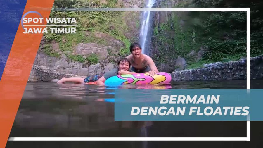 Asyik Bermain Floaties di Air Terjun Sedudo, Nganjuk