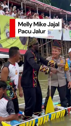 Video: Momen Melly Mike, Kapolda Riau dan Dikha Jajal Pacu Jalur