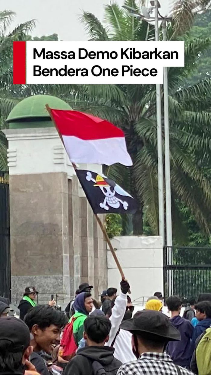 Video: Bendera One Piece Berkibar saat Demo di Depan DPR