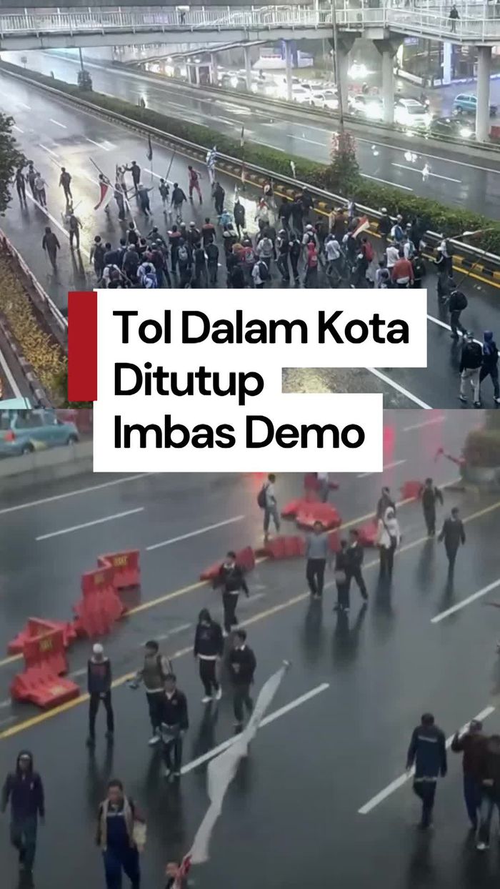 Video: Massa Demo Kelompok Pelajar Masuk Tol Dalkot-Rusak Pembatas Jalan